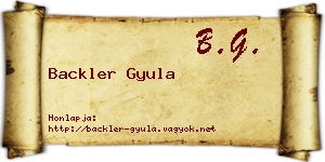 Backler Gyula névjegykártya